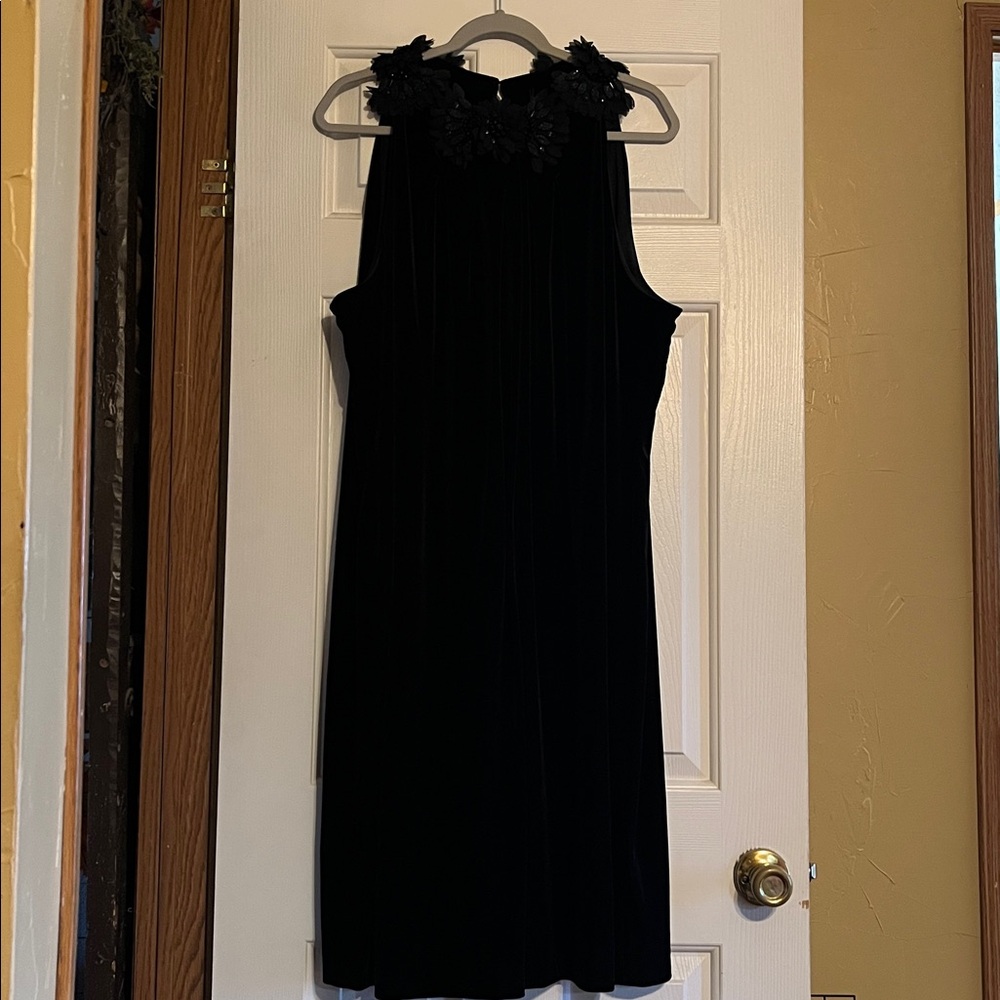 Tahari Black Midi Dress with Floral Accents